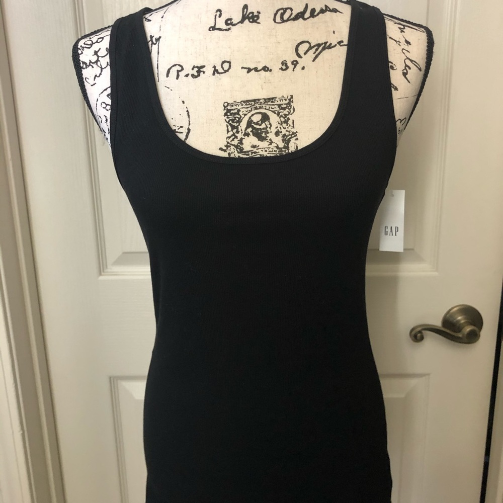 Two black ribbed tanks- Old Navy & Gap NWT, size L